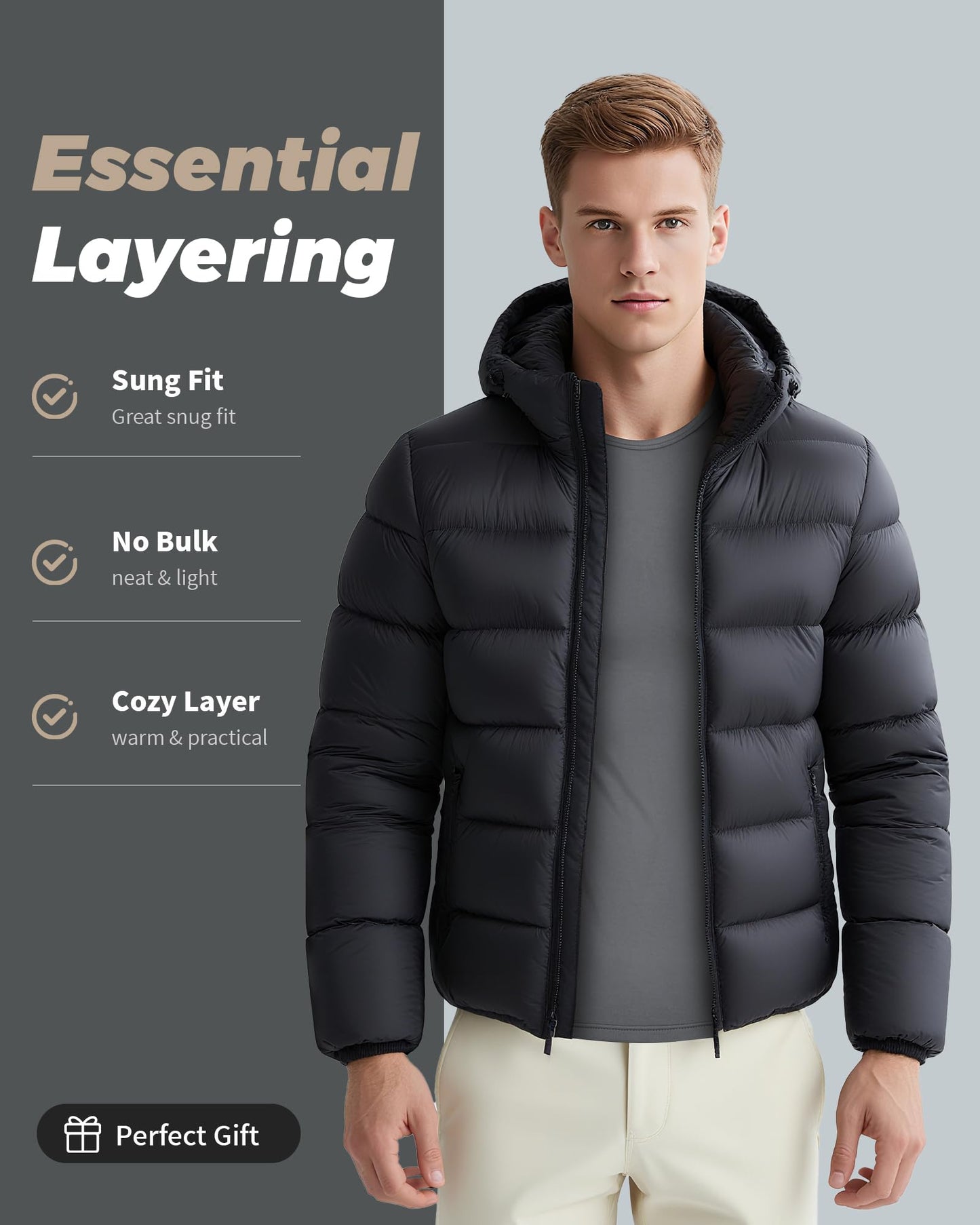 WEERTI Thermal Underwear for Men Long Johns with Fleece Lined Base Layer Men Cold Weather Top Bottom-Grey L