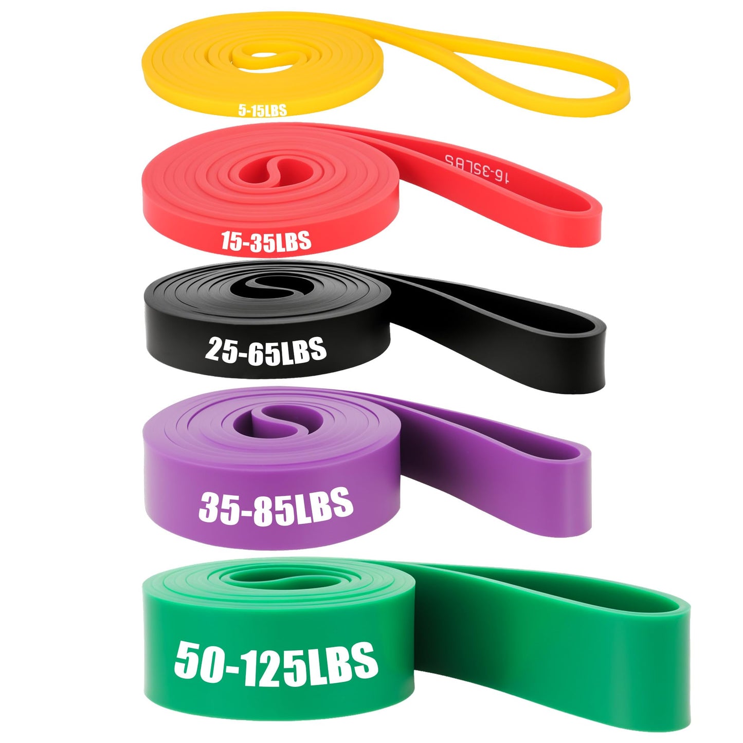 QuokkaChic Skin-Friendly Resistance Fitness Exercise Bands 5-125 lbs, Heavy Duty Pull Up Assist Bands, Gym, Yoga, Physical Therapy, Bench Press, Improve Mobility and Strength