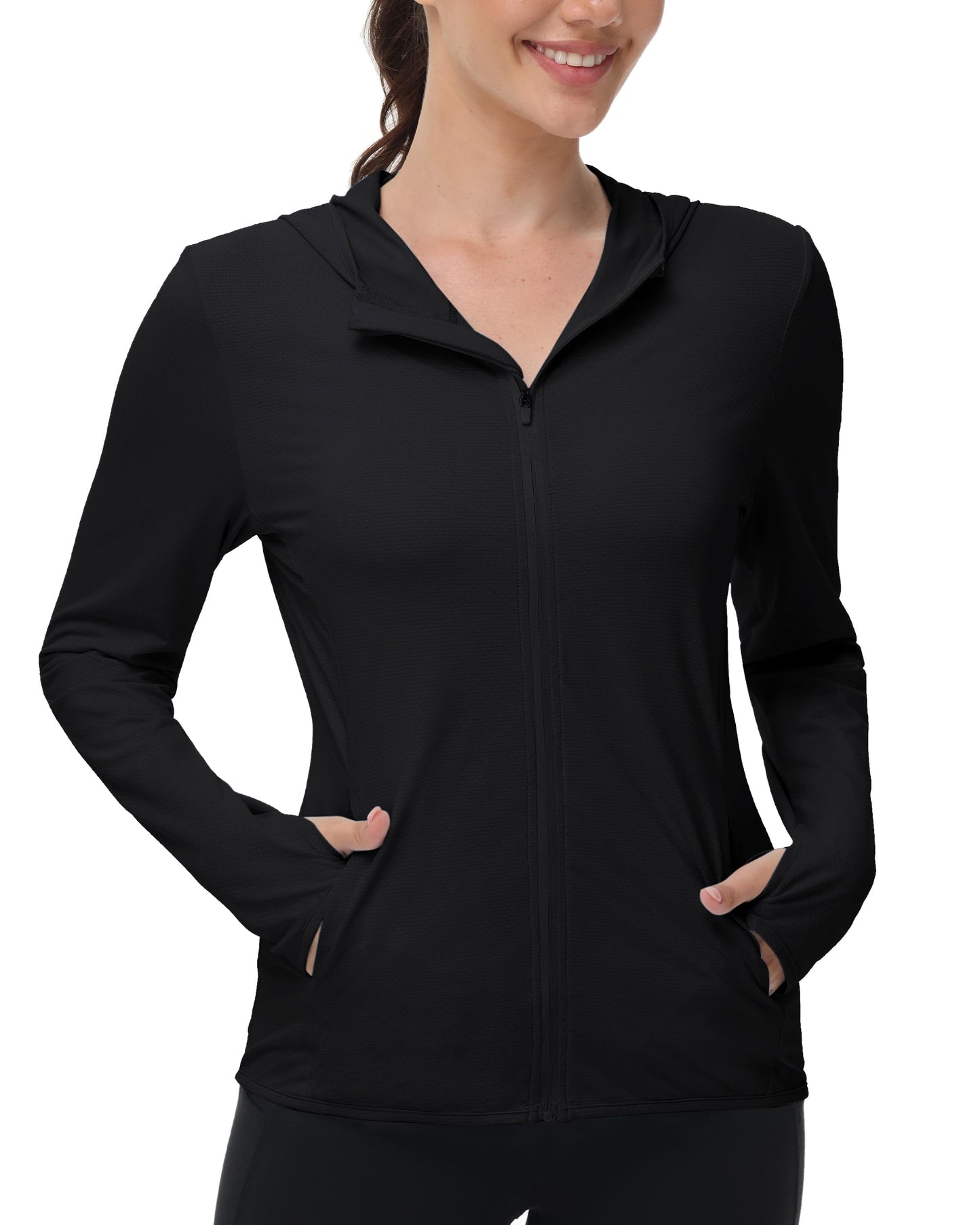 isnowood Womens UPF 50+ SPF Hoodie Jacket, UV Sun Protection Long Sleeve Full Zip Hoodies, Lightweight Athletic Shirts for Hiking Outdoor Workout