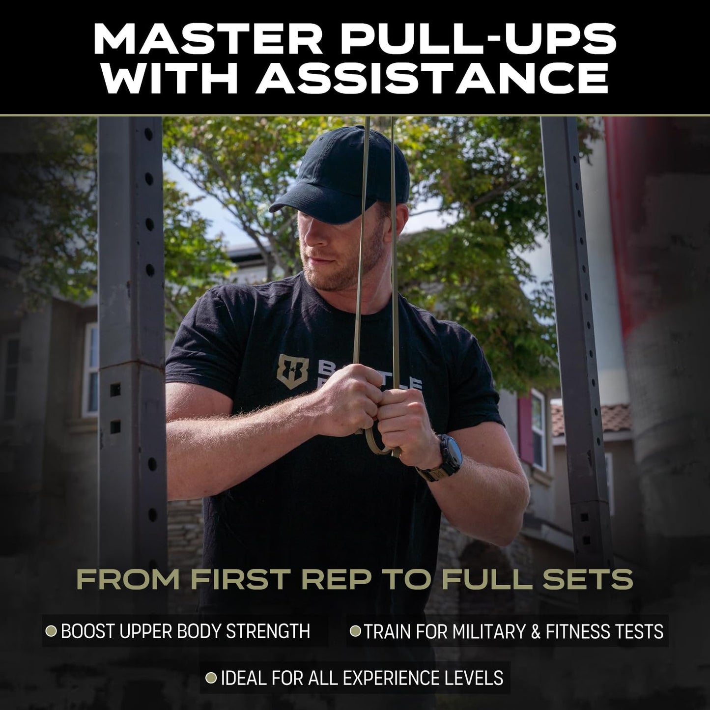 Battle Bunker Thick Resistance Bands Set for Pull Up Assist (3 Pack, 10–125 lbs) – Heavy Duty Workout Bands for Strength Training, Home Gym & Stretching – Durable Exercise Bands for Men & Women