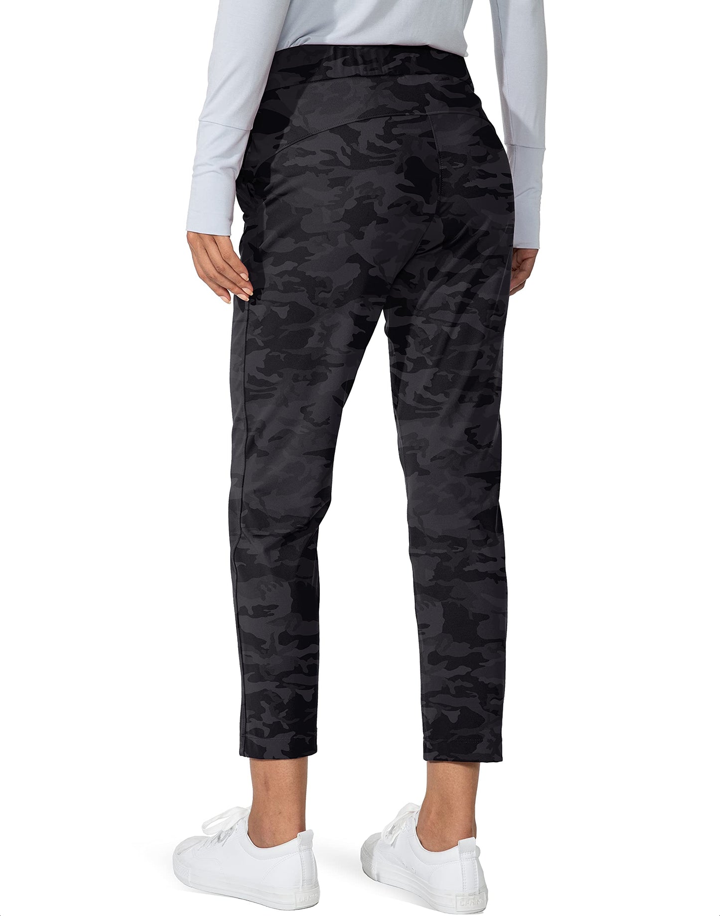G Gradual Women's Pants with Deep Pockets 7/8 Stretch Sweatpants for Women Athletic, Golf, Lounge, Work (Black Camo, X-Large)