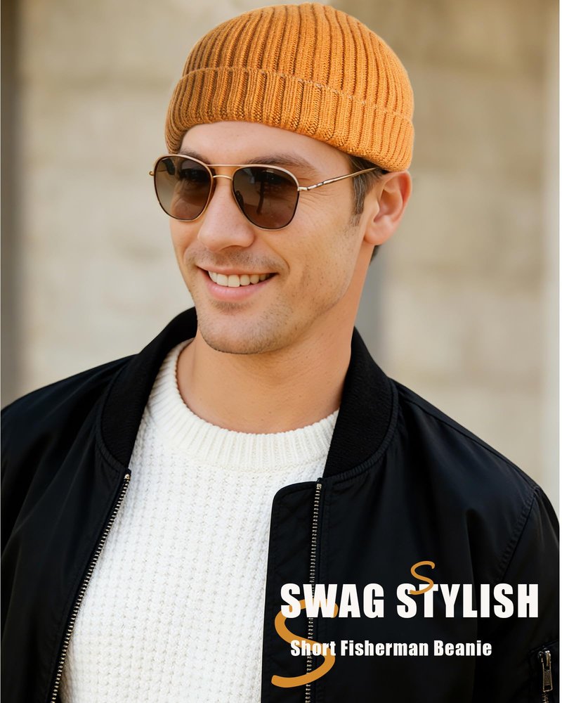 choshion Wool Knit Fisherman Beanie Hats for Men Women,Cuffless Soft Warm Seamless Beanies Toboggan Ski Hat Winter Skull Caps