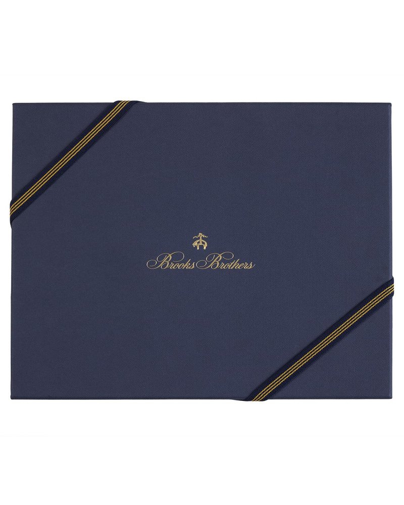 Brooks Brothers Signature Wool and Cashmere Woven Scarf & Ribbed Knit Beanie Boxed Gift Set for Men - Elegantly Boxed Men's Luxury Winter Present, Black Hat/Black-Blue Plaid Scarf