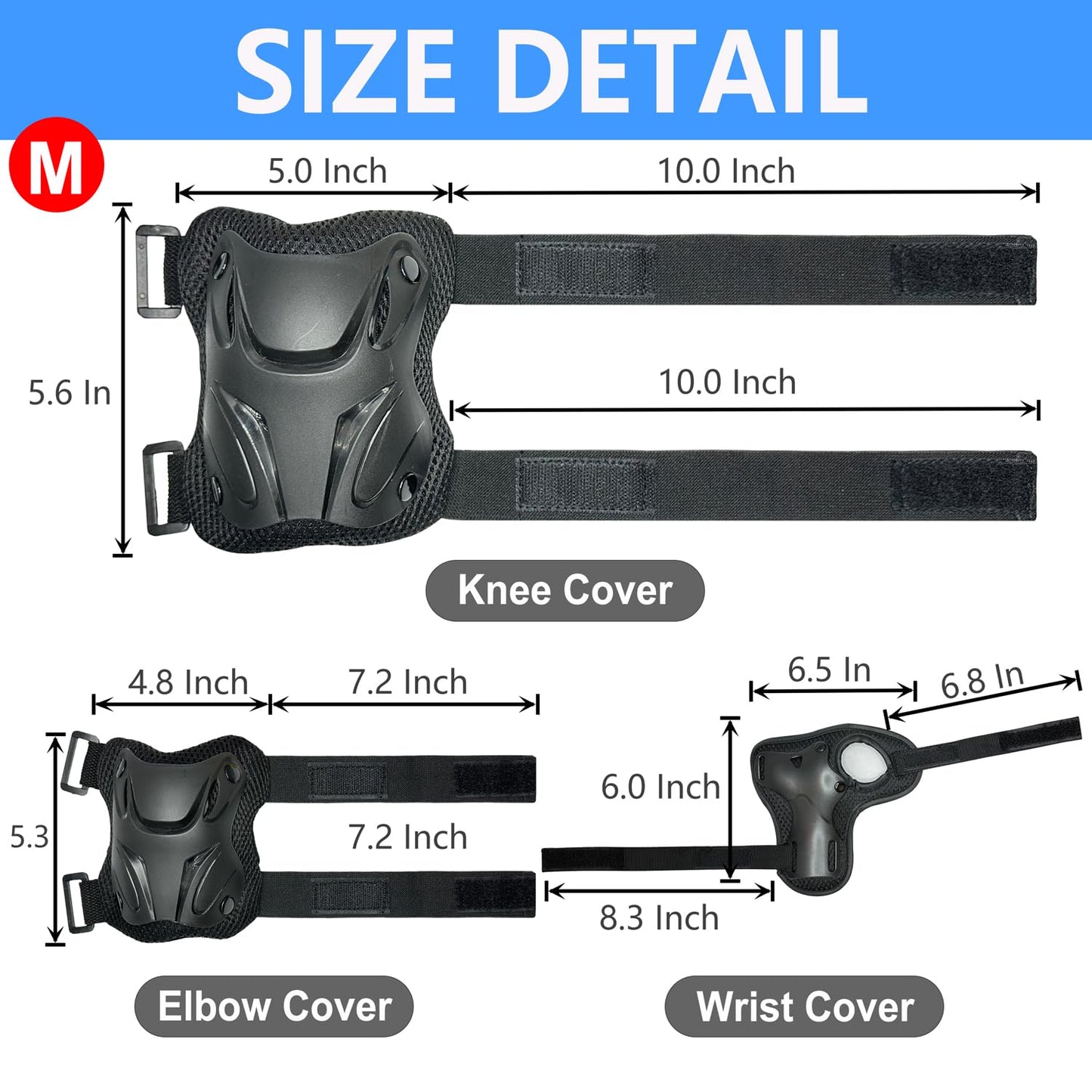 ENHERWE 12-16 Years Kids Youth Protective Gear Set,Include Knee Pads,Wrist Guards and Elbow Pads,Protective Gear Set for Inline Skating,Cycling,Bike Rollerblading and Kids Skateboard,Roller Skates