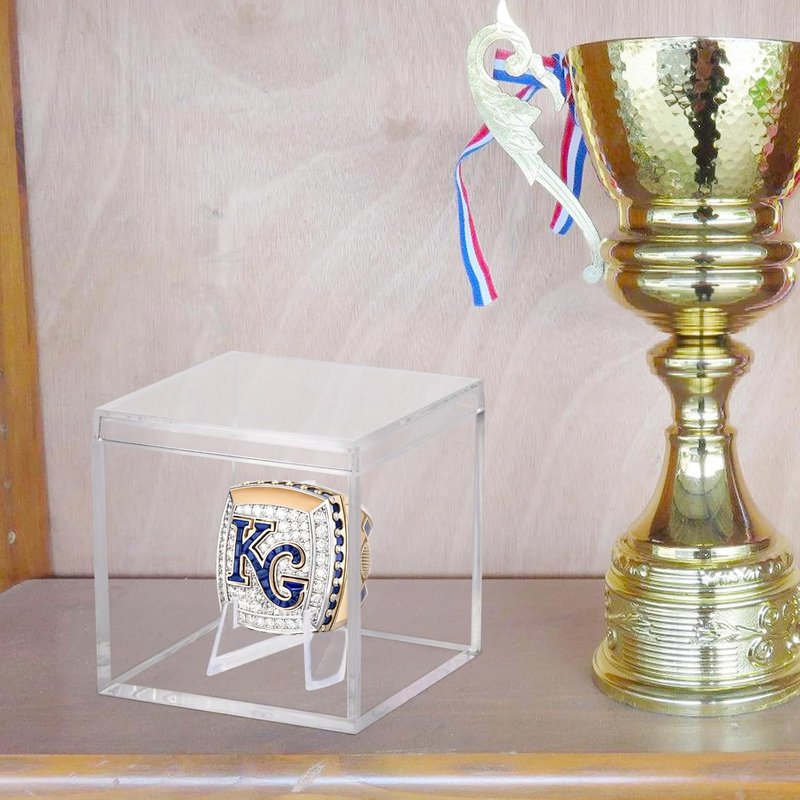 Acrylic Championship Ring Display Case - Transparent Dust-Proof Holder for Sports Memorabilia | 2.1" Cube