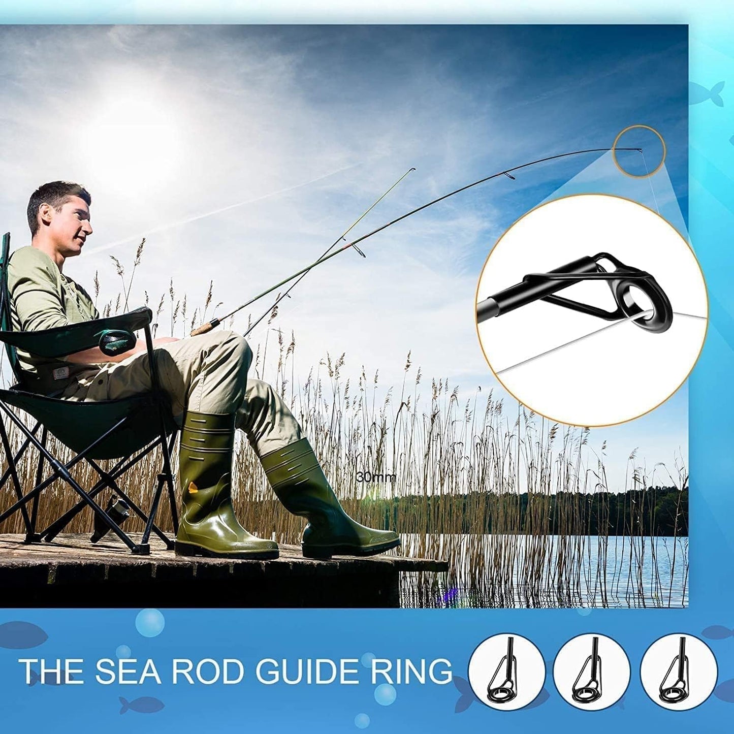 Fishing Rod Tip Repair Kit - 8 Pcs Micro Stainless Steel Ceramic Guides | Black Wear-Resistant Replacement Set