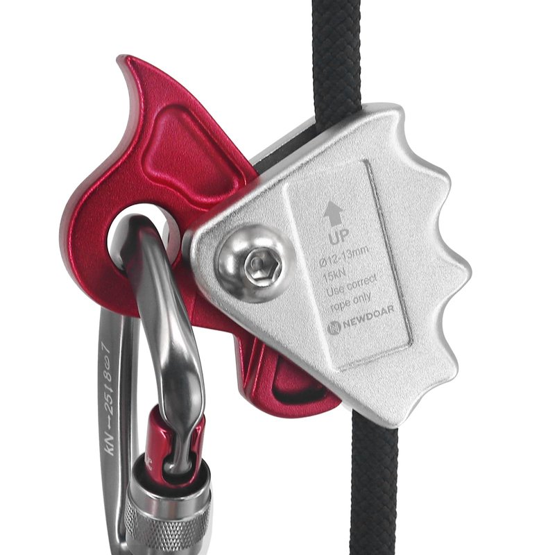 NewDoar Rope Grab Ascender 15KN Riser Adjuster Fits 12mm Rope for Rocking Climbing Protection Rescue(Red)
