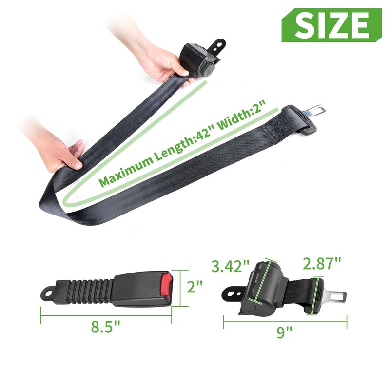 10L0L 2PCS Universal Golf Cart Seat Belt Kit for EZGO, Yamaha, Club Car, Fits Front Rear Seat (Not Include Bracket)