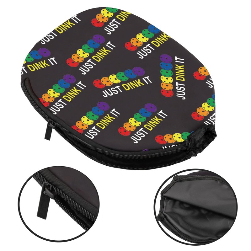 PWHAOO 2PC Pickleball Paddle Covers Funny Pickleball Paddle Pouch Gift Impeccable Gift For Pickleball Players & Fans (JUST DINK IT Paddle)