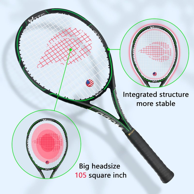 WOED BATENS Adult 2 Player Tennis Racket Perfect for Beginner and Professional Players, 27” Speed Tennis Racquet Include 2 Overgrips, Tennis Bag, 2 Vibration Dampes, 2 Covers
