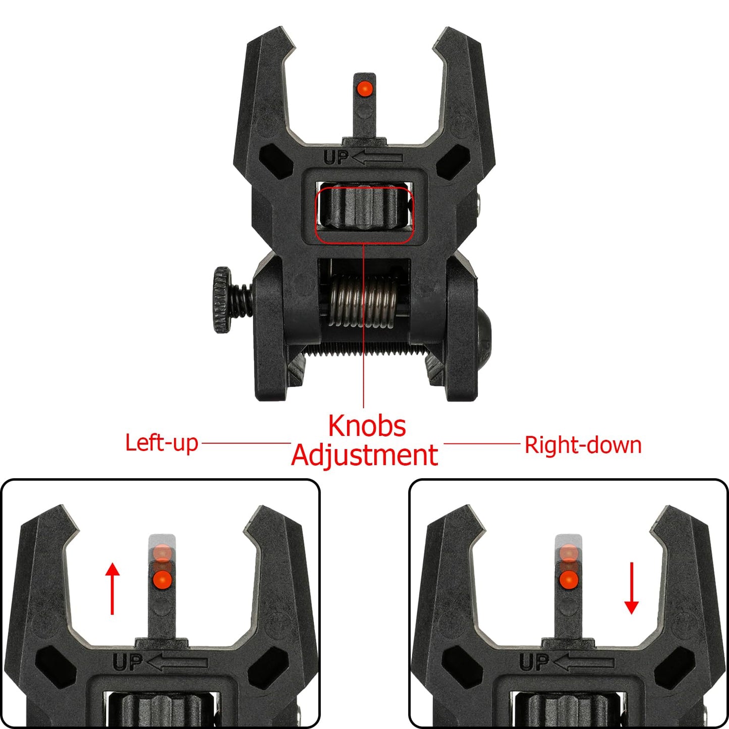 Aecktech Fiber Optic Sights,with Green and Red Full Fiber Optics Dots Polymer Fiber Optics Sights Front and Rear Backup Sights (Big Front Red Rear Green Black)