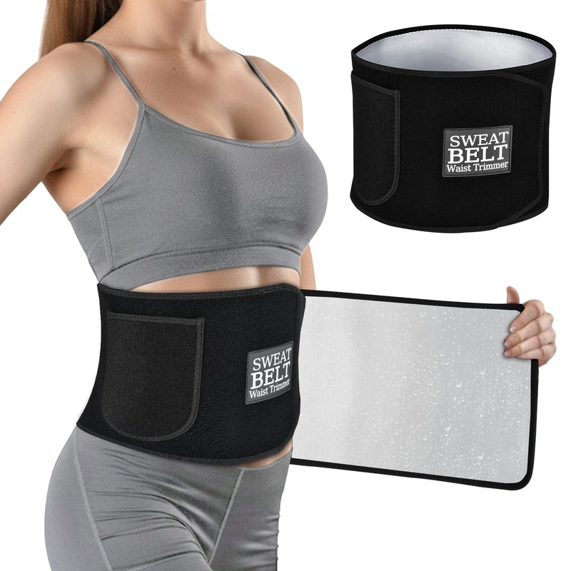 LKV Waist Trainer for Women Lower Belly Fat, Waist Trimmer Sweat Belt for Workout, Stomach Wrap Waist Sweat Band Body Shaper for Women Silver-black