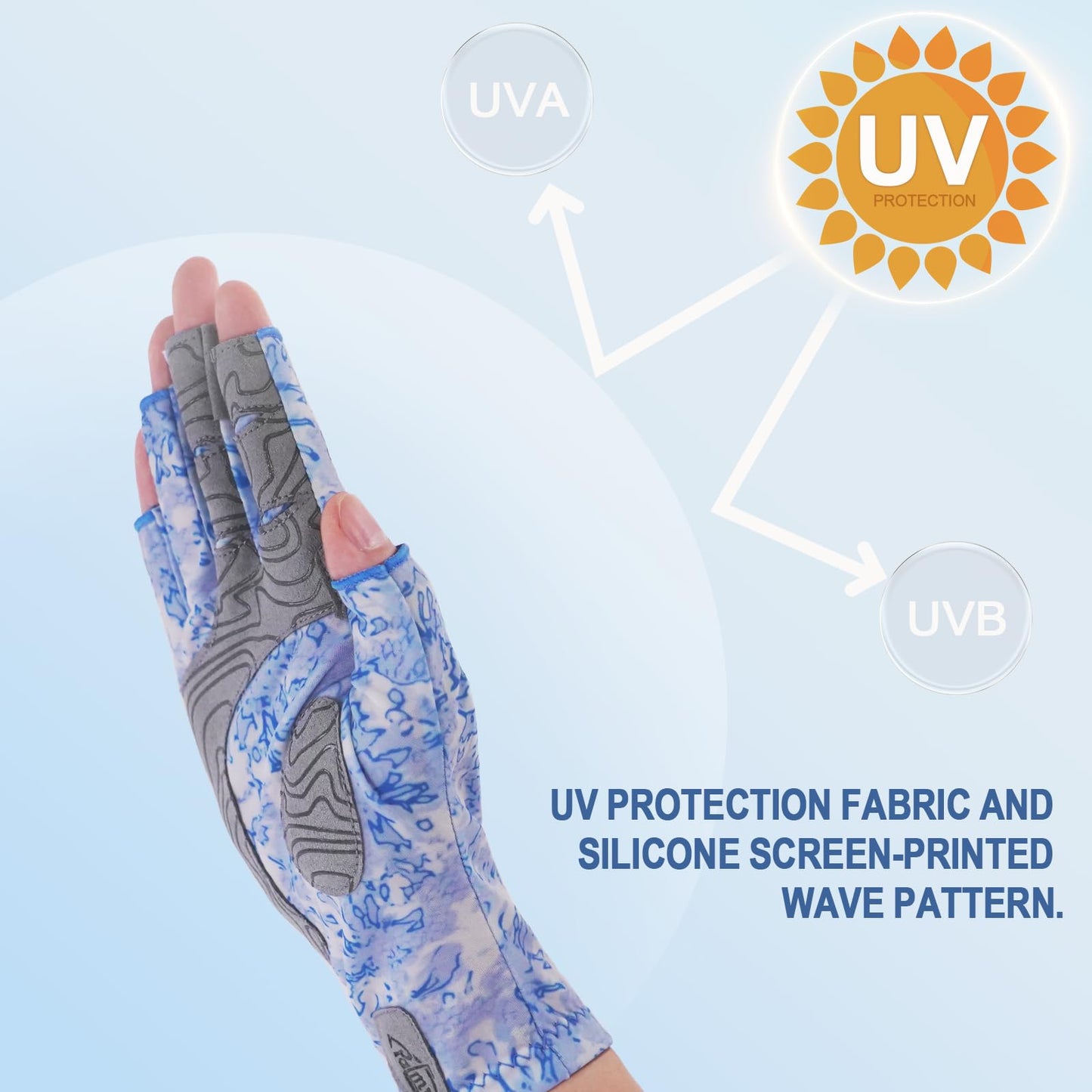 Palmyth UV Protection Fishing Fingerless Gloves UPF50+ Sun Gloves Men Women