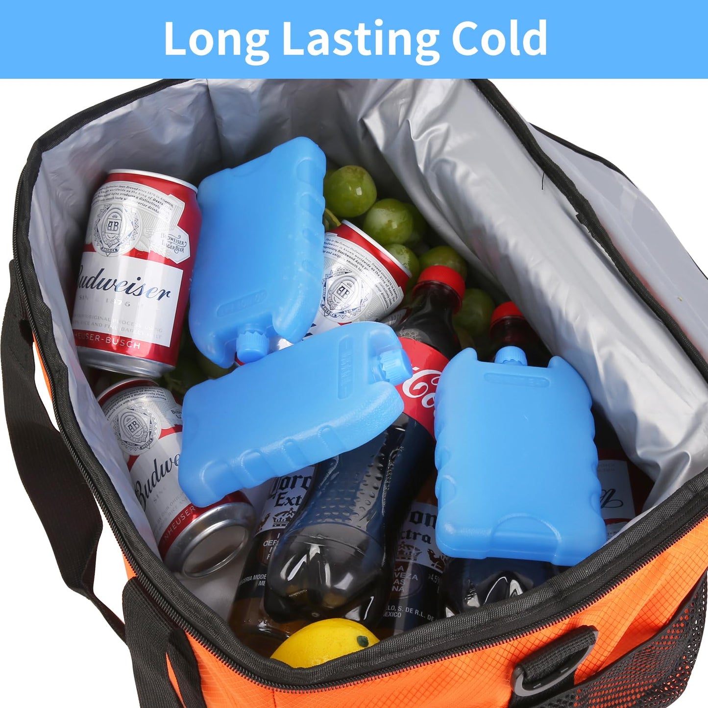 4-Pack Ice Packs for Lunch Boxes Cooler Insulated Bags Reusable Flexible Cold Long Lasting Camping Thin Small Pack Medium Freezer Accessories Essentials Storage Sandwich School Kids Adults Blue