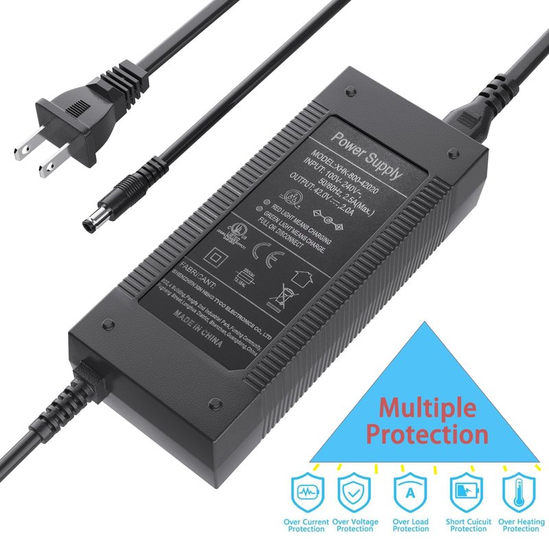 Qoovi UL Certified 42V 2A Electric Scooter Charger with 7-in-1 Plugs for Electric Bike 36V Lithium Battery,Compatible with Razor,Gotrax,Jetson,Voyage,Ninebot,Segway,Swagtron,Pocket Mod, Sports Mod