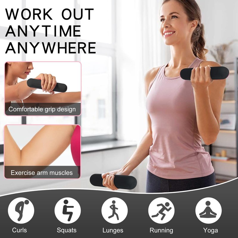 TOSAMC Dumbbell Hand Weight Bars for Women,3lbs Dumbbells Set of 2 for Walking,Workout,Pilates,Strength Training, Gym,Running,Yoga, Dance, Aerobics, Cardio Color Black