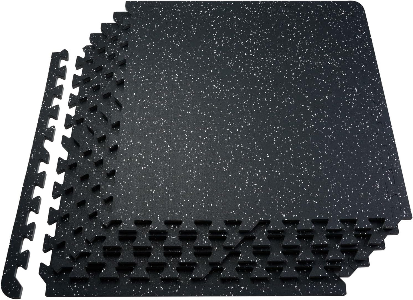 VEVOR Gym Flooring - 24 Sq. Ft. Interlocking Rubber Tiles | High-Density EVA Foam, Black & White, 25 x 25 In.