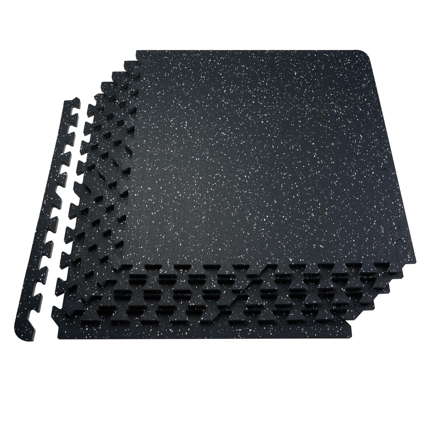 VEVOR 0.56Inch 48sq.ft 12 Tiles Gym Flooring for Home Gym, Rubber Top with High Density EVA Foam, 25 x 25In Gym Floor Exercise Equipment Mats, Interlocking Gym Mats, Puzzle Workout Mats, Black & White