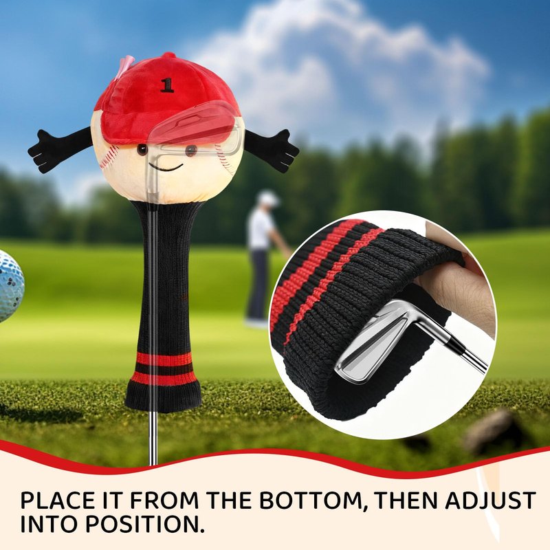 Funny Baseball Golf Driver Headcover Plush Cartoon Animal Golf Club Head Covers Golf Club Covers Driver Cover Fits 460cc Driver Head