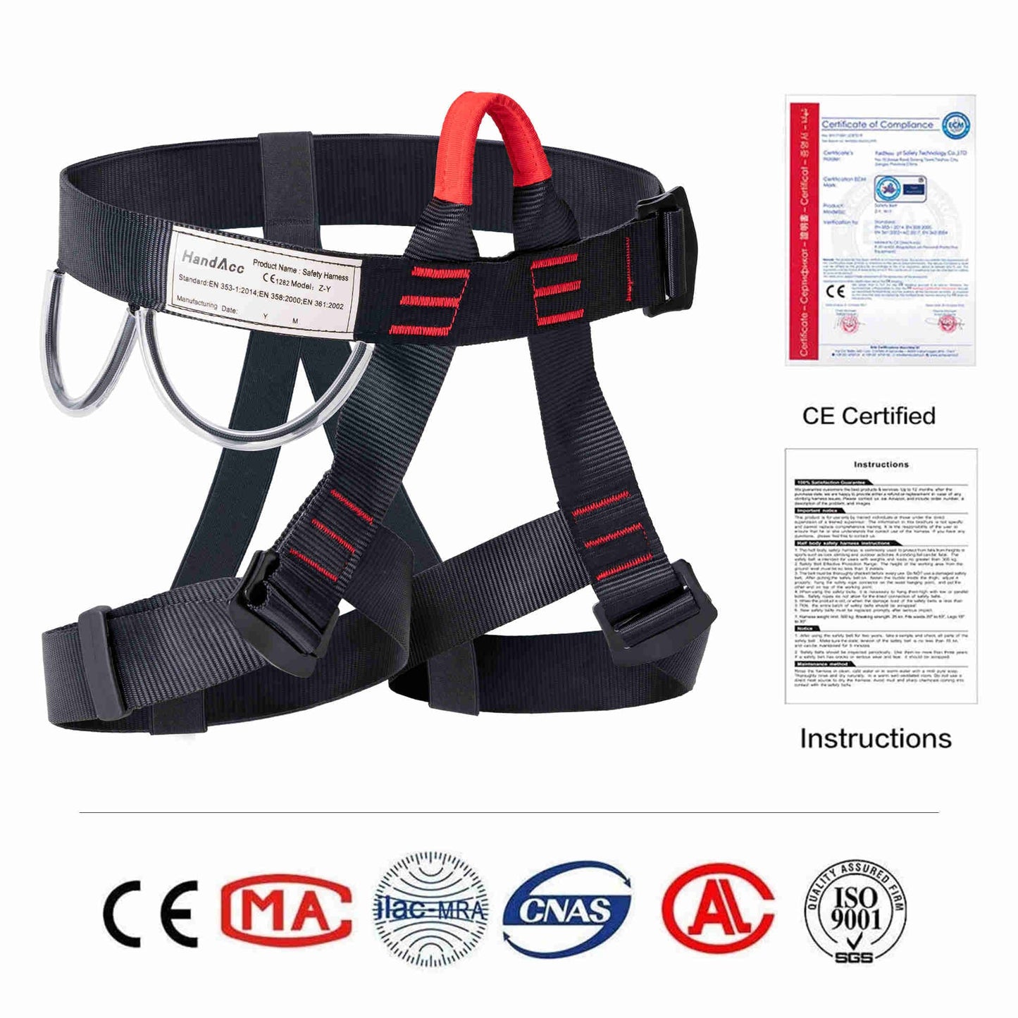 HandAcc Climbing belts, Rock Climbing belt, Safety Belts for Rappelling Fire Rescuing Tree Climbing, Half Body belt for Women Man and Novice