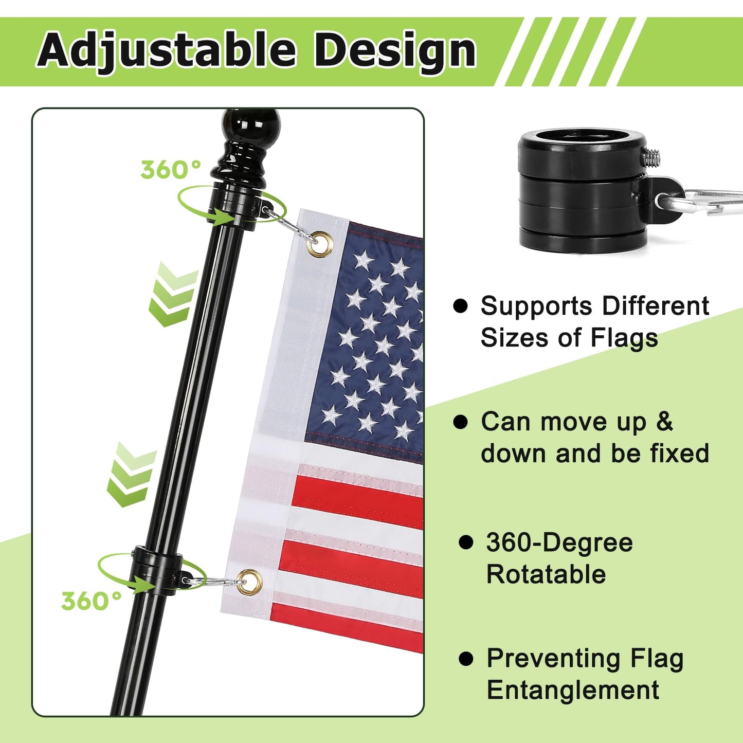WEIMELL Golf Cart Flag Holder with USA Flag Pole Mount Kit Set Fit for EZGO TXT RXV Club Car Precedent Tempo DS Yamaha Boat Heavy Duty Windproof Bracket Set (with Flag 12x18 Inch)
