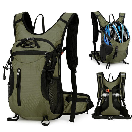 Outplea 15L Cycling Backpack with Helmet Buckle for Men Women, Small Waterproof Lightweight Bike Hiking Backpack with Chest Strap for MTB Biking Climbing, Green