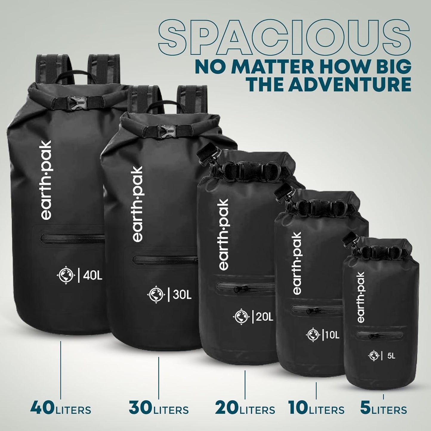 Waterproof Dry Bag with Zippered Pocket - Earth Pak Backpack Keeps Gear Dry | Durable & Lightweight