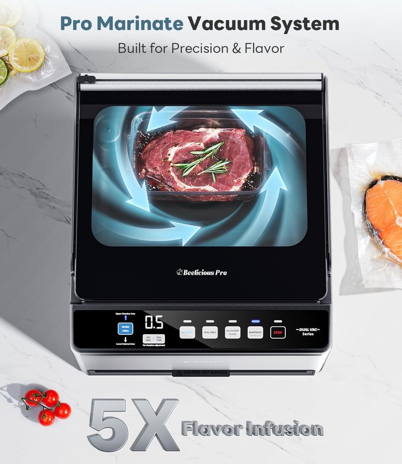 DualCore Vacuum Sealer - Commercial-Grade Chamber Sealer for Liquids & Sous Vide | 6L Capacity, Extra-Wide Bag Clamp