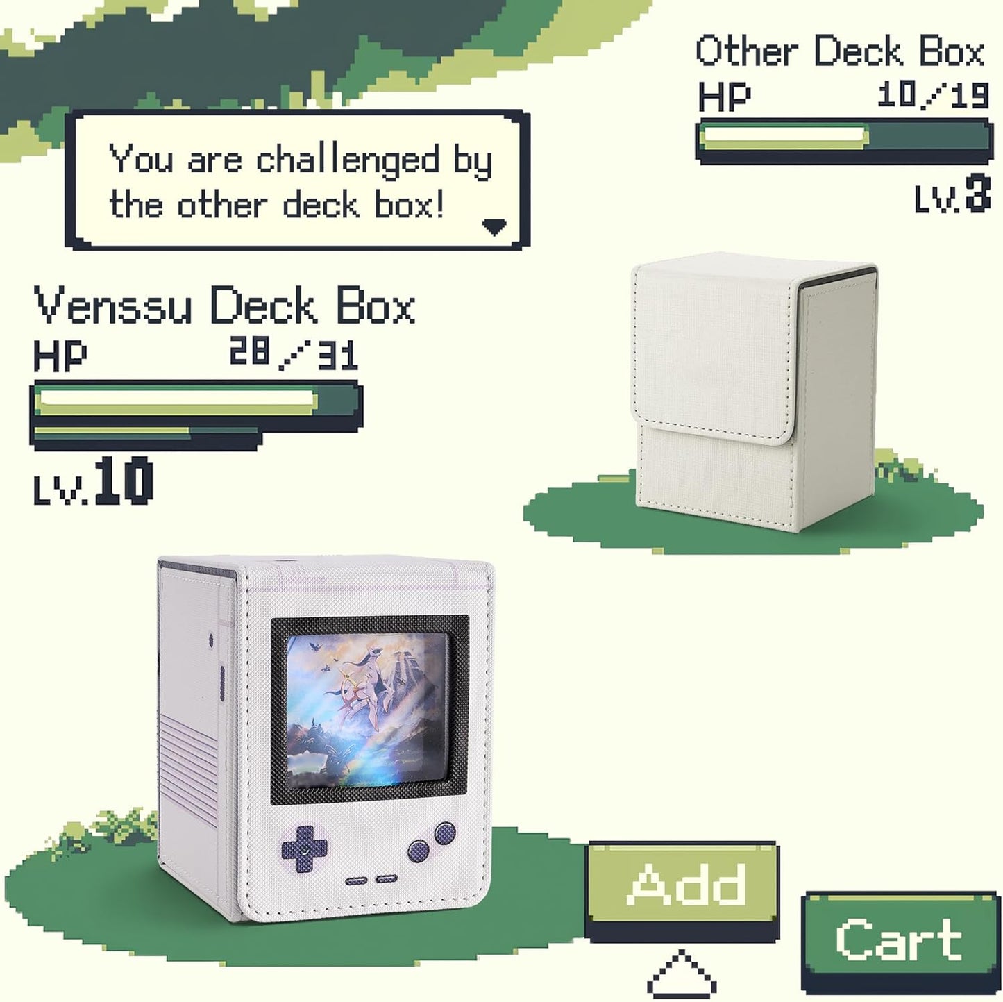 Retro Gaming Console MTG Deck Box - PU Leather Card Storage for 120 Sleeved Cards | Green with 2 Dividers