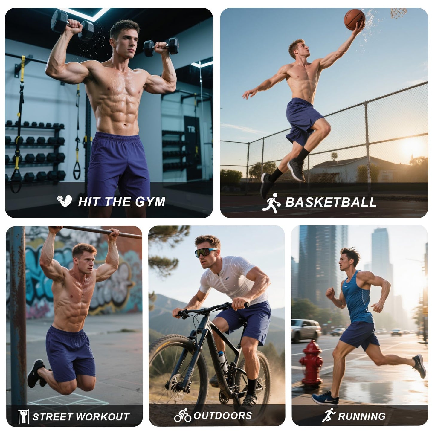 3 Pack Athletic Mens Shorts - Quick Dry Lightweight Training Shorts with Pockets, Breathable Elastic Waistband for Workouts Running, Gym Loose-Fit Casual Activewear