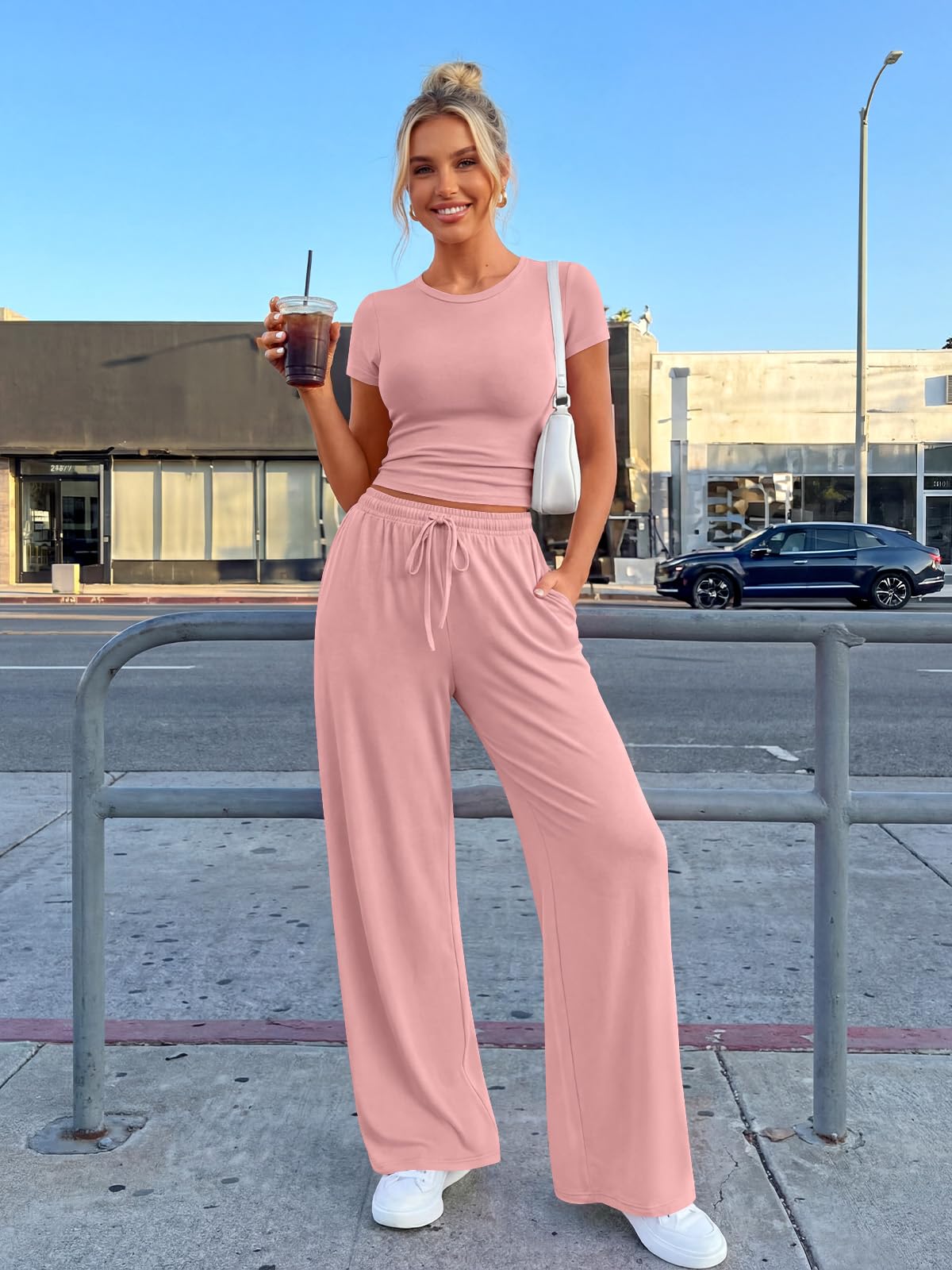 Trendy Queen Womens Petite 2 Two Piece Set 2026 Summer Workout Beach Vacation Cruise Gym Clothes Spring Fashion Lounge Matching School Comfy Airport Travel Outfit Athleisure Clothing