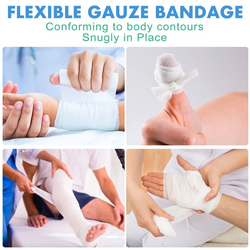 LotFancy Gauze Rolls, 48 Count, 4 Inch x 4.1 Yards, Rolled Gauze Wrap, Conforming Stretch Bandage for Wounds Care, Medical Supplies for First Aid