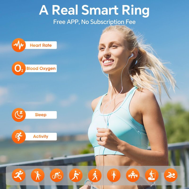 Mingtawn Smart Ring Health Tracker, 24/7 Automatically Tracks Heart Rate, Blood Oxygen, Sleep, Body Temperature, etc. Rings for Men and Women, No Subscription Fee, Android & iOS (Gold Size 11)