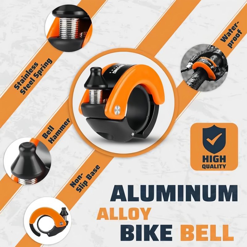Bike Bell Hidden Conch Bicycle MTB Bells Max 100db Clear Long Sound (Orange)