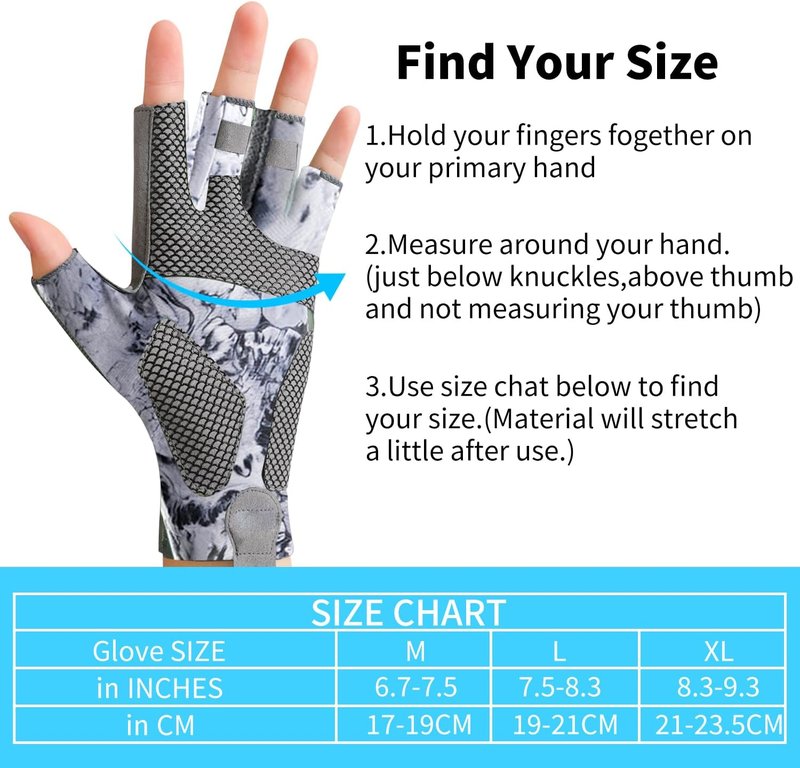 Sun Gloves - UPF 50+ Fingerless Fishing Gloves for Men & Women | UV Protection for Kayaking, Hiking, Driving