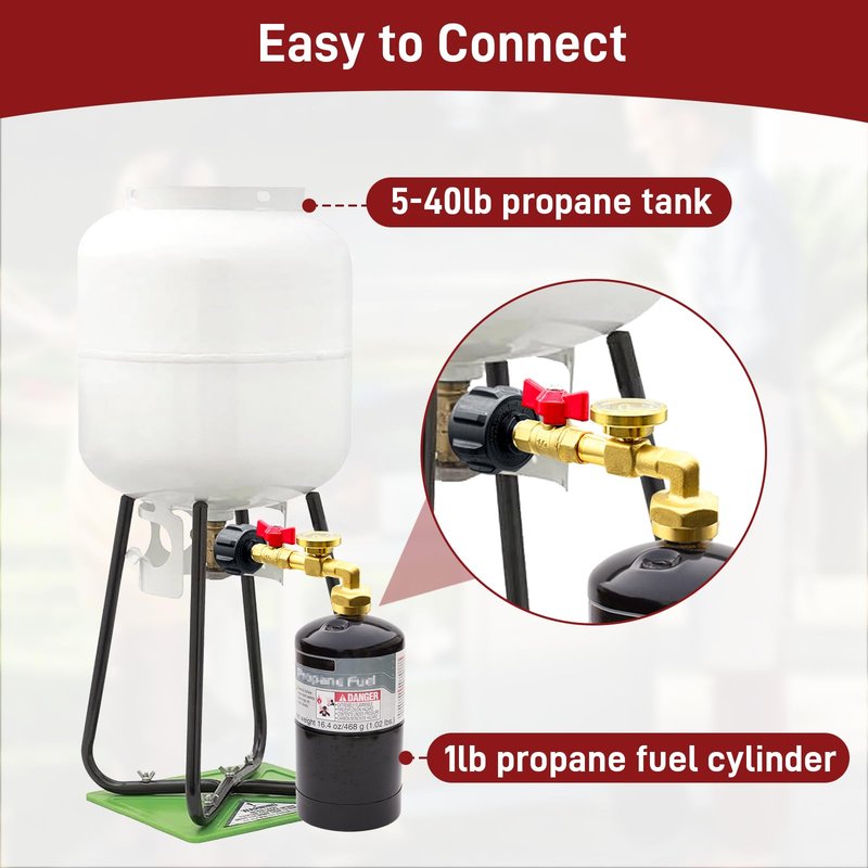 Upgraded Refill Adapter for 1 lb. Tanks, Propane Refill Adapter 20lb to 1lb Converter with Valve and Gauge, QCC1 Propane Adapter for Refillable Propane Cylinder 1 lb,90 Degree Elbow Design,for Camping