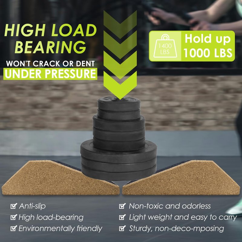 Socpuro 2Pcs Cork Squat Wedge Block, Non-Slip Slant Boards, Ramp Platform for Elevate Heels and Squat Support