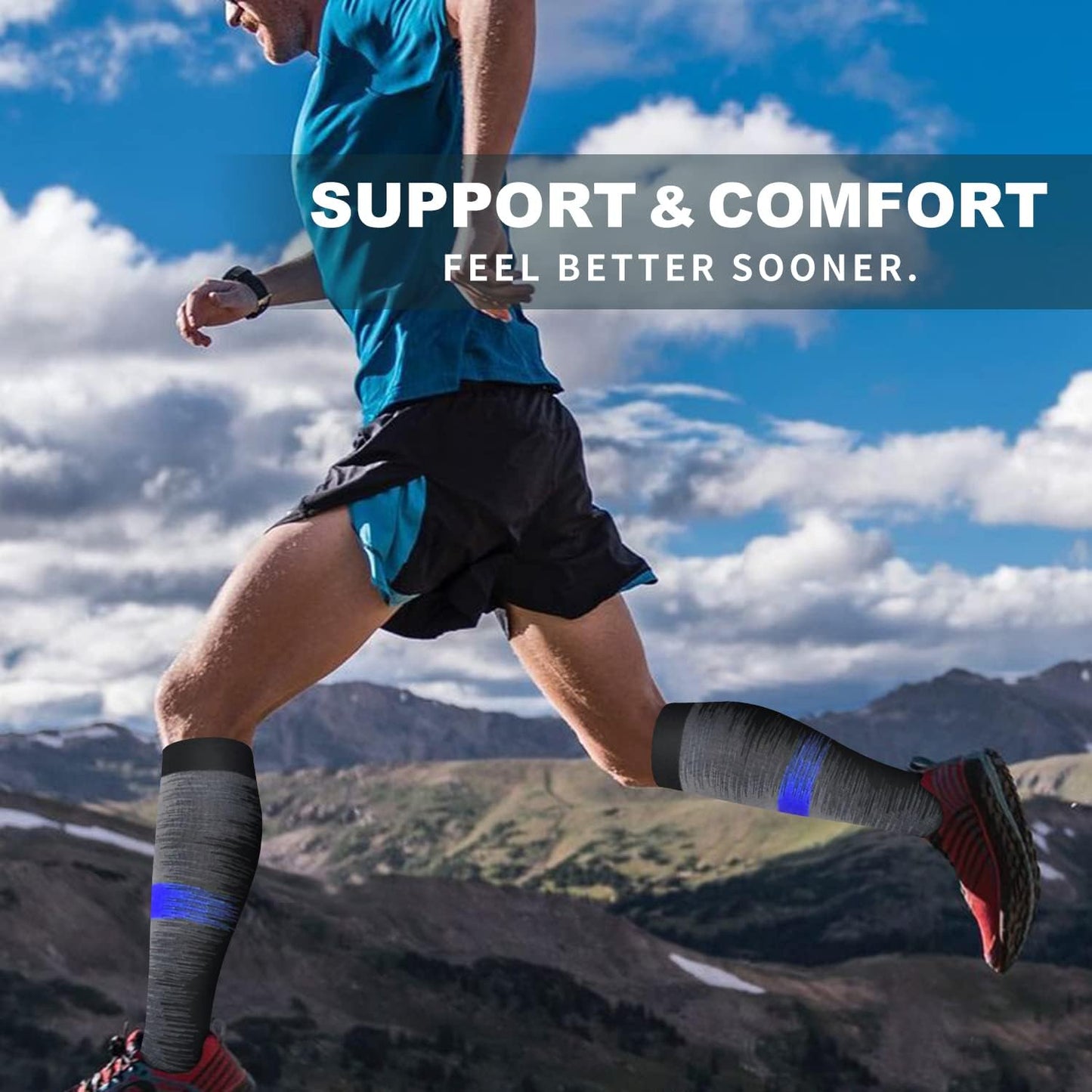 Compression Socks for Women & Men - 6 Pack Copper Support for Circulation | Ideal for Running, Nursing, Athletic Use