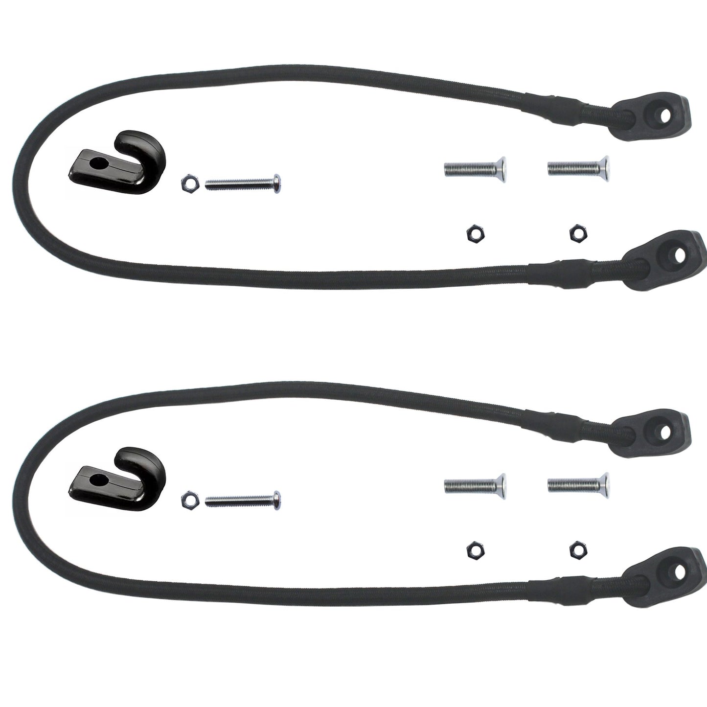 YYST D Ring Kayak Bungee Paddle Holder Kayak Paddle Keepers Kit 2/PK with J Hooks and Screws - No Paddle, No Kayaks