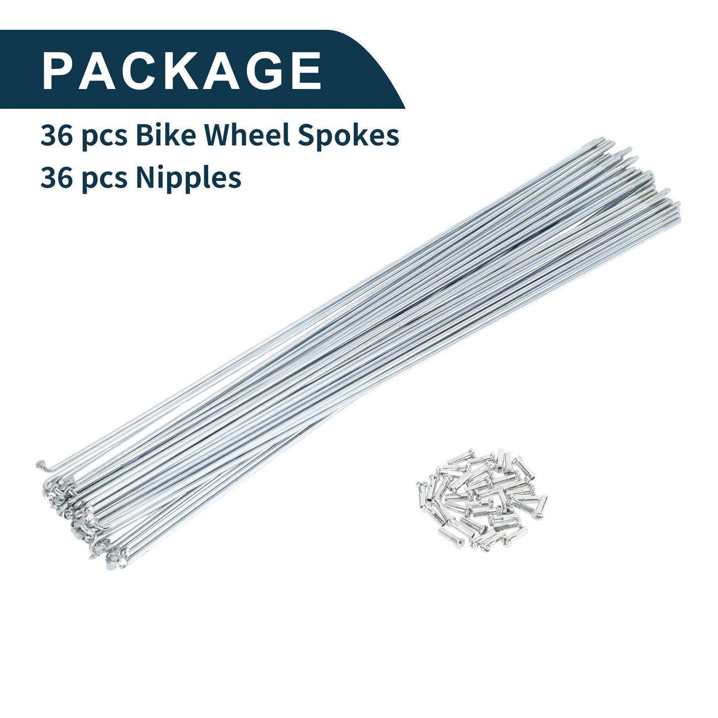 TUCKBOLD Bicycle Spokes Bike Wheel Spokes Silver Tone Nipple 1 Set 14G 265mm Length Carbon Steel Galvanized