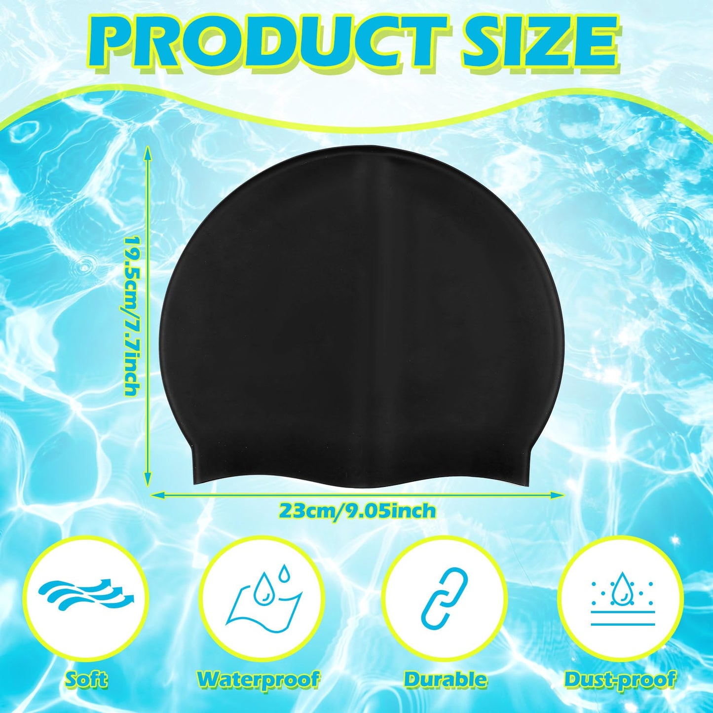 3 Pcs Swim Cap Kids Waterproof Silicone Swimming Caps for Girls Boys Adults Over 5 Years Old Pool Swim Hat for Toddler Children and Adults(Stylish Color)