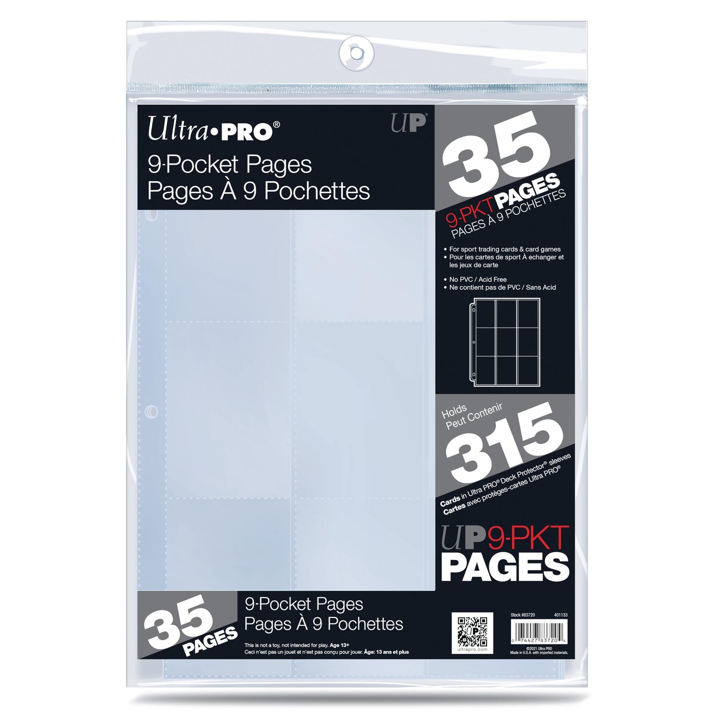 Ultra Pro - 9 Pocket Card Page, 35 Pages of Card Sleeves for Trading Card Binder, Clear