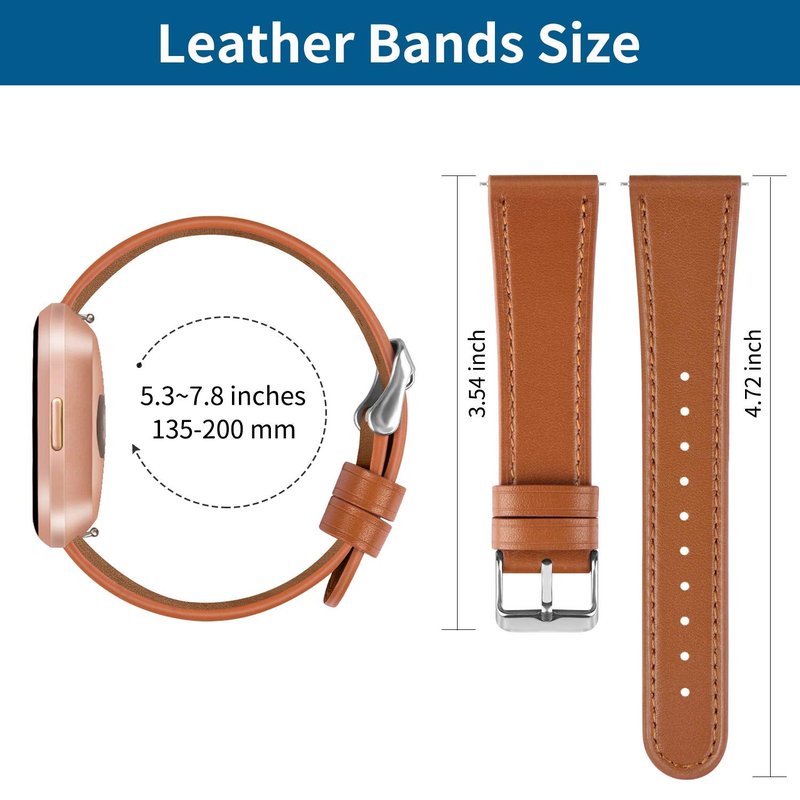 BOTNUW Leather Bands Compatible with Fitbit Versa 2 & Versa Lite Wristbands, Classic Fitbit Versa SE Replacement Leather Strap for Women & Men
