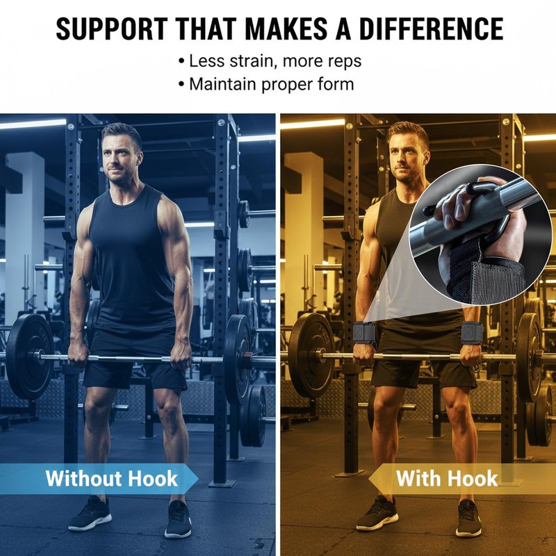 VDYXEW Weight Lifting Hooks for Deadlifting (Pair), 660Lbs Capacity Non-Slip Wrist Support Straps for Men & Women, Gym Wrist Wraps for Pull Up, Fitness, Strength Training, Bodybuilding Workout