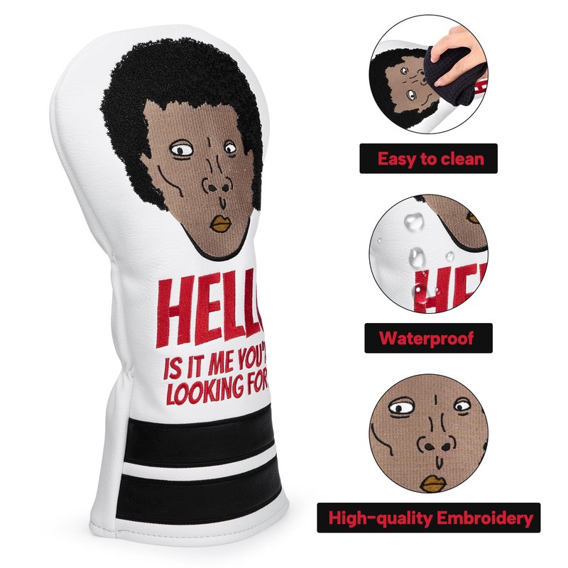 brdejc Golf Club Covers Funny Embroidery Driver Cover Fariway Wood Headcover Hybrid Covers Leather Golf Headcovers for Most Brand (for Hybrid/White)