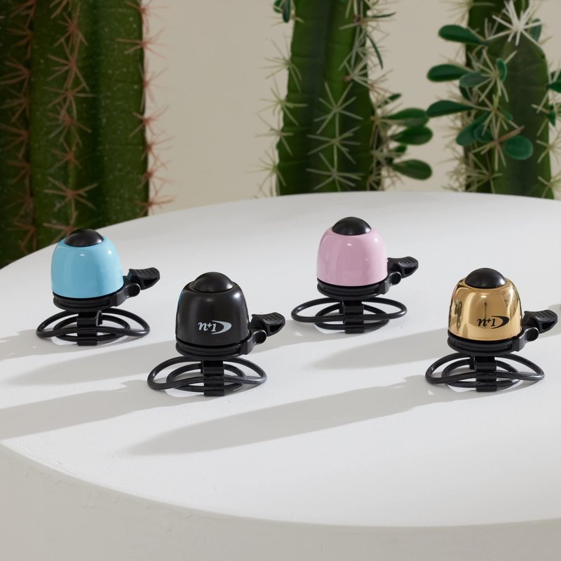 N+1 Macaron Brass Bike Bell - Classic Bicycle Bell with Double Sound Ringer for Kid Bikes, Road Bikes, Mountain Bikes, Fits 19.2-31.8mm Handlebars (Light Pink)