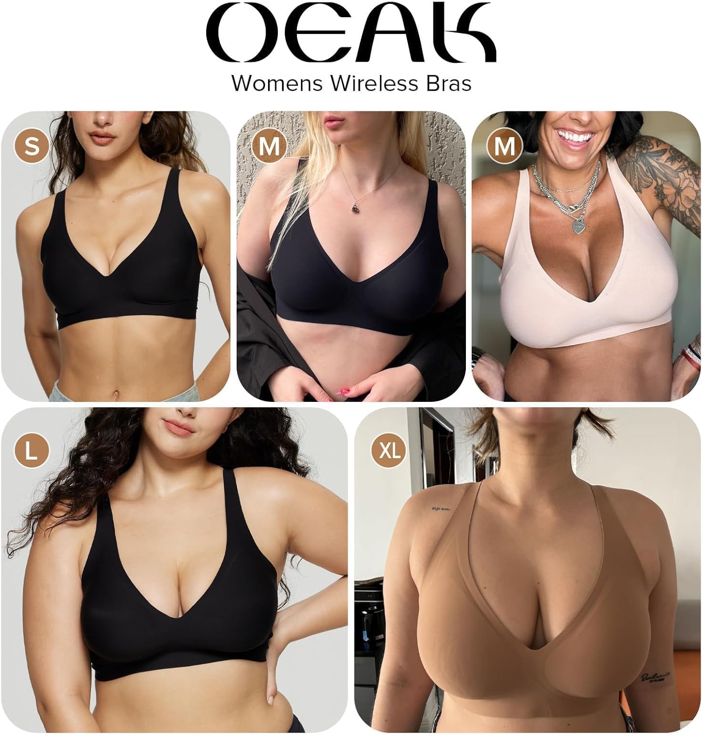 Wireless Deep V Bras for Women - Comfortable Supportive Push-Up Bralettes | Seamless Design