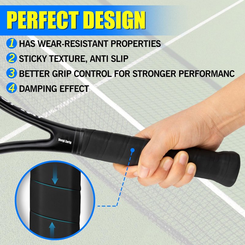 VORHI ZORIG Tennis Racquet Grip Tape,(6/12-Grips) Racquet Grips，Tennis Overgrip Grip Tape Tennis Racket (6-Cyan)