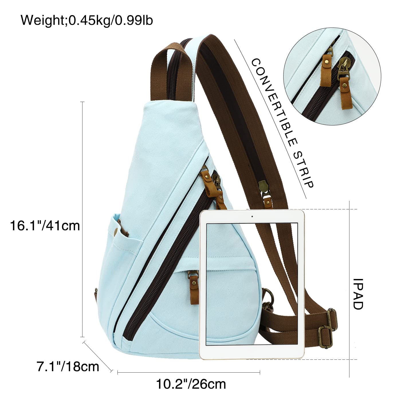 KL928 Canvas Sling Bag - Small Crossbody Backpack Shoulder Casual Daypack Rucksack for Men Women