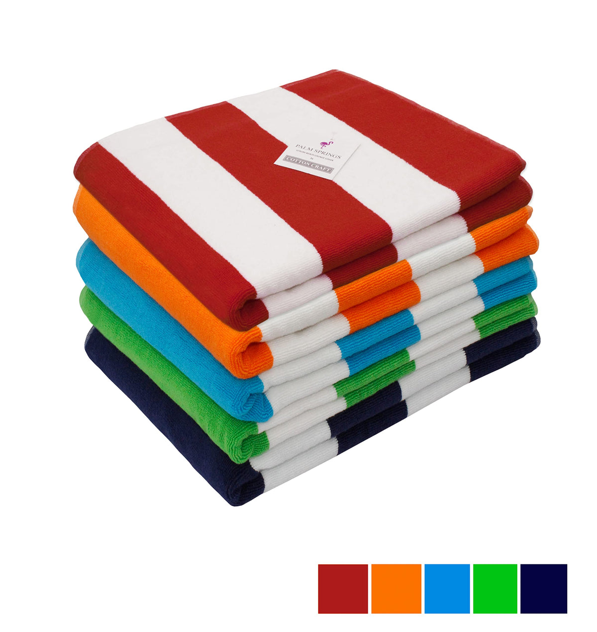 COTTON CRAFT Pool Lounge Chair Cover - Cabana Stripe 100% Cotton Soft Premium Ringspun Terry Towel Chaise Patio Picnic Spa Beach Lounge Cover - Oversized 32 in W x 82 in L x 7 in Pocket – Red White